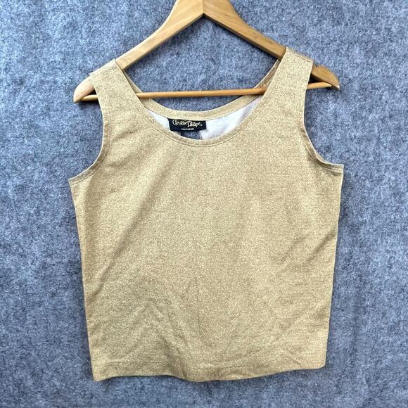 Vintage Christine Phillipe Tank Top Women Med Metallic Sparkle Party NYE Layer - Picture 1 of 5